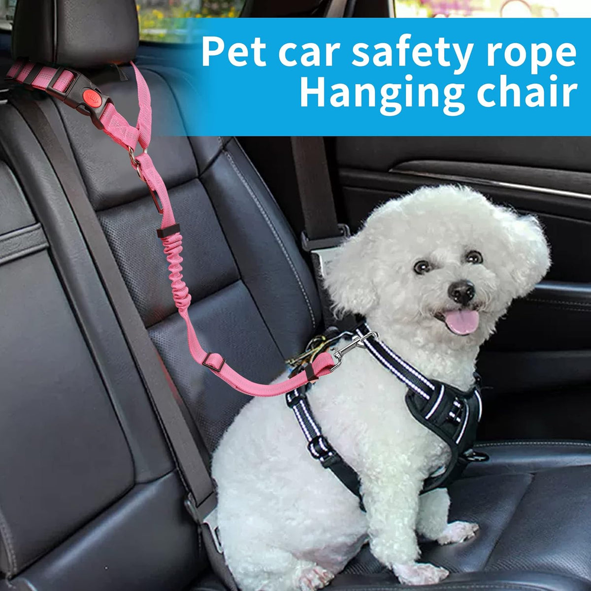 YAOHDAO Dog Seat Belt Harness for Car, Restraint Adjustable