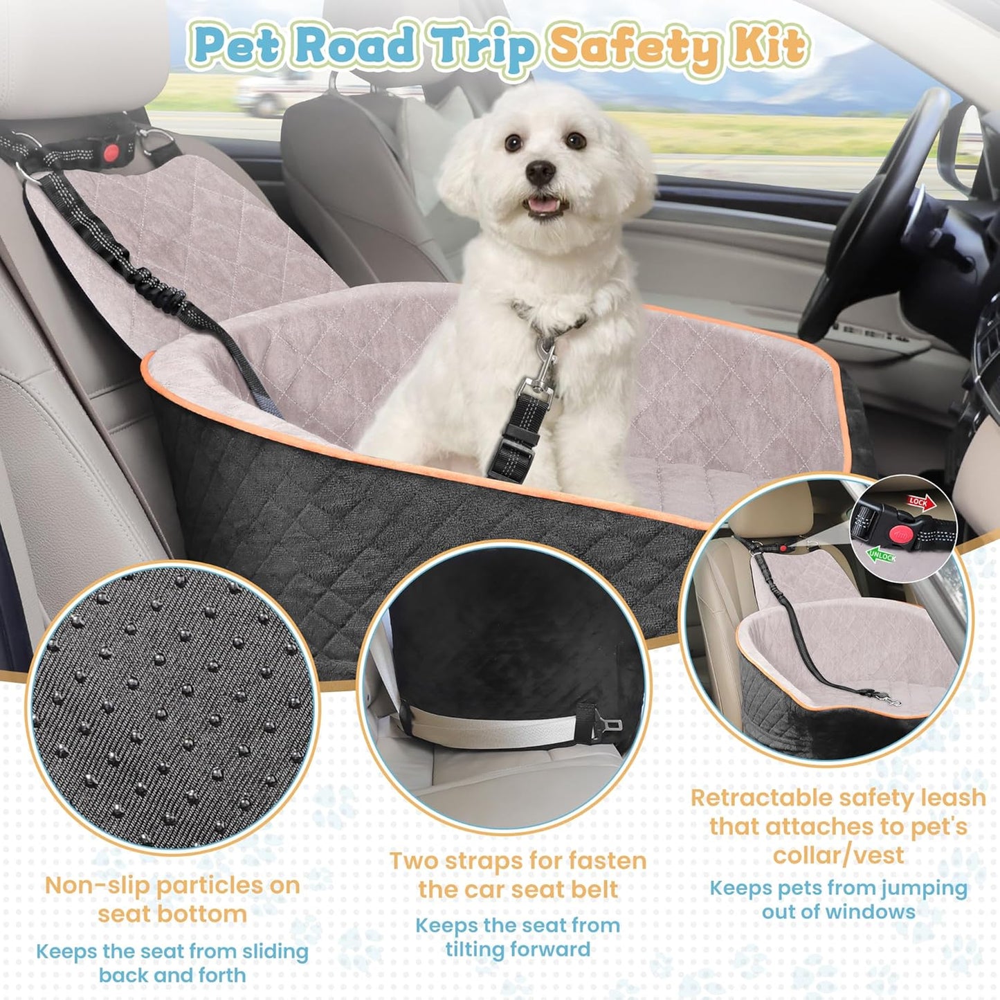 Dog Car Seats for Small Medium Dogs, Dog Booster Car Seat