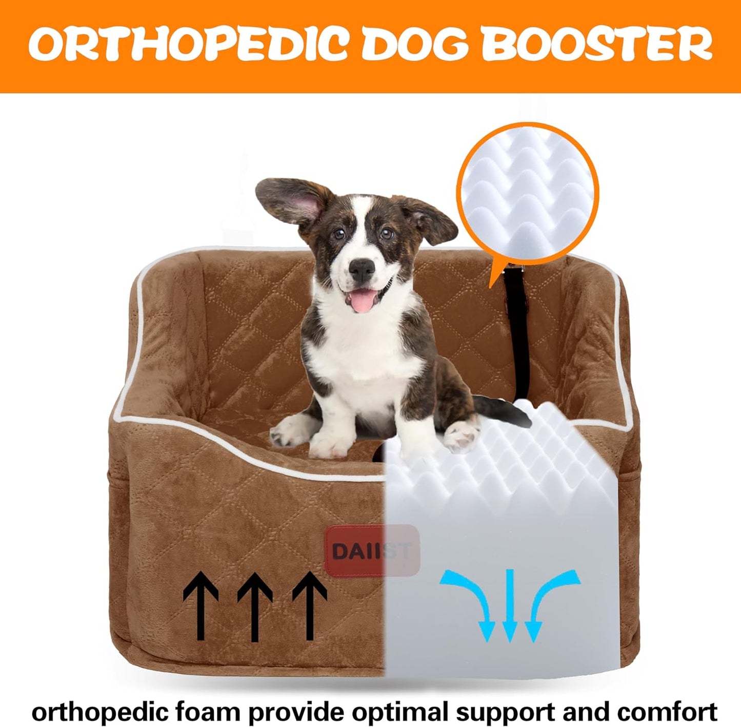 Dog Car Seat for Small Medium Dogs, Detachable Washable