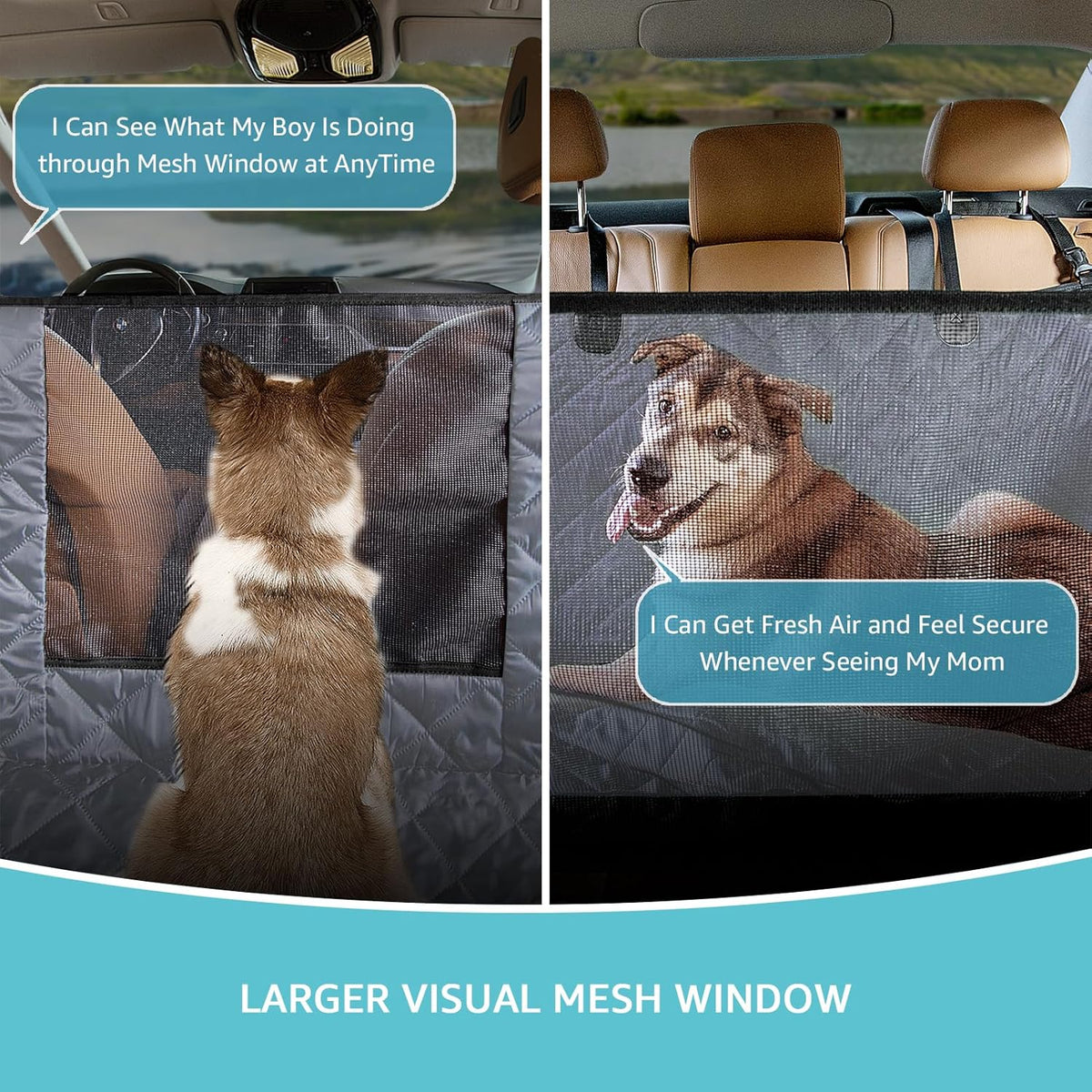Dog Hammock for Car | Mesh Window & Safety Belt | Back Seat