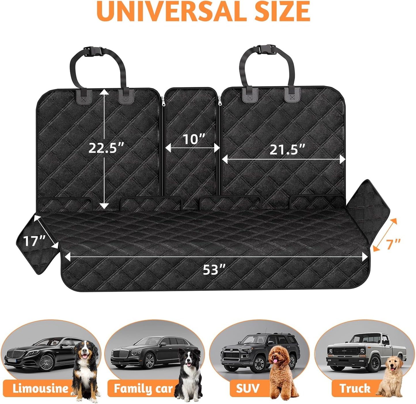 Dog Car Seat Cover, Back Seat Pet Bed Mat Protector