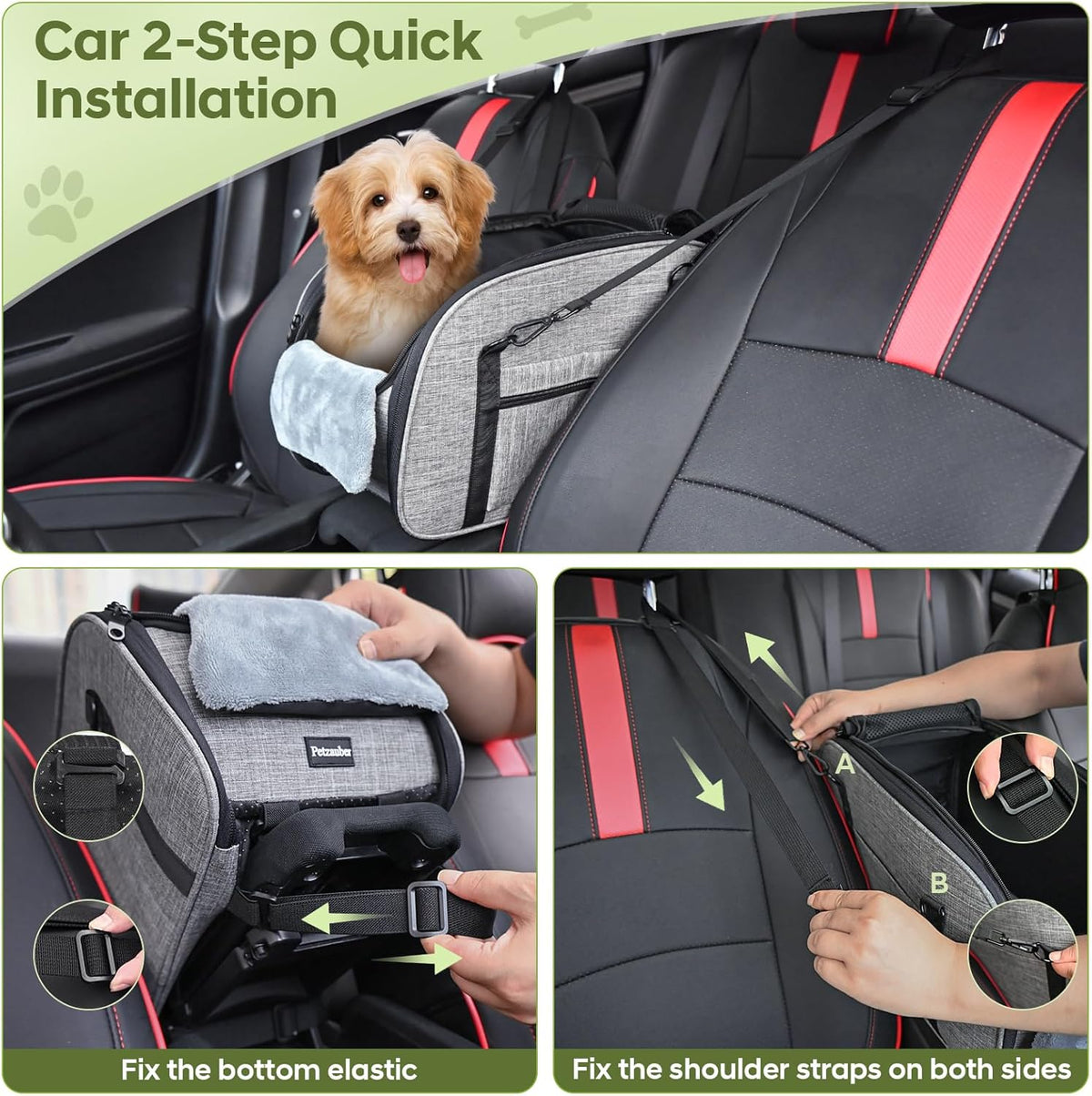 Dog Car Seat for Small Dog - Center Console Dog Car Seat
