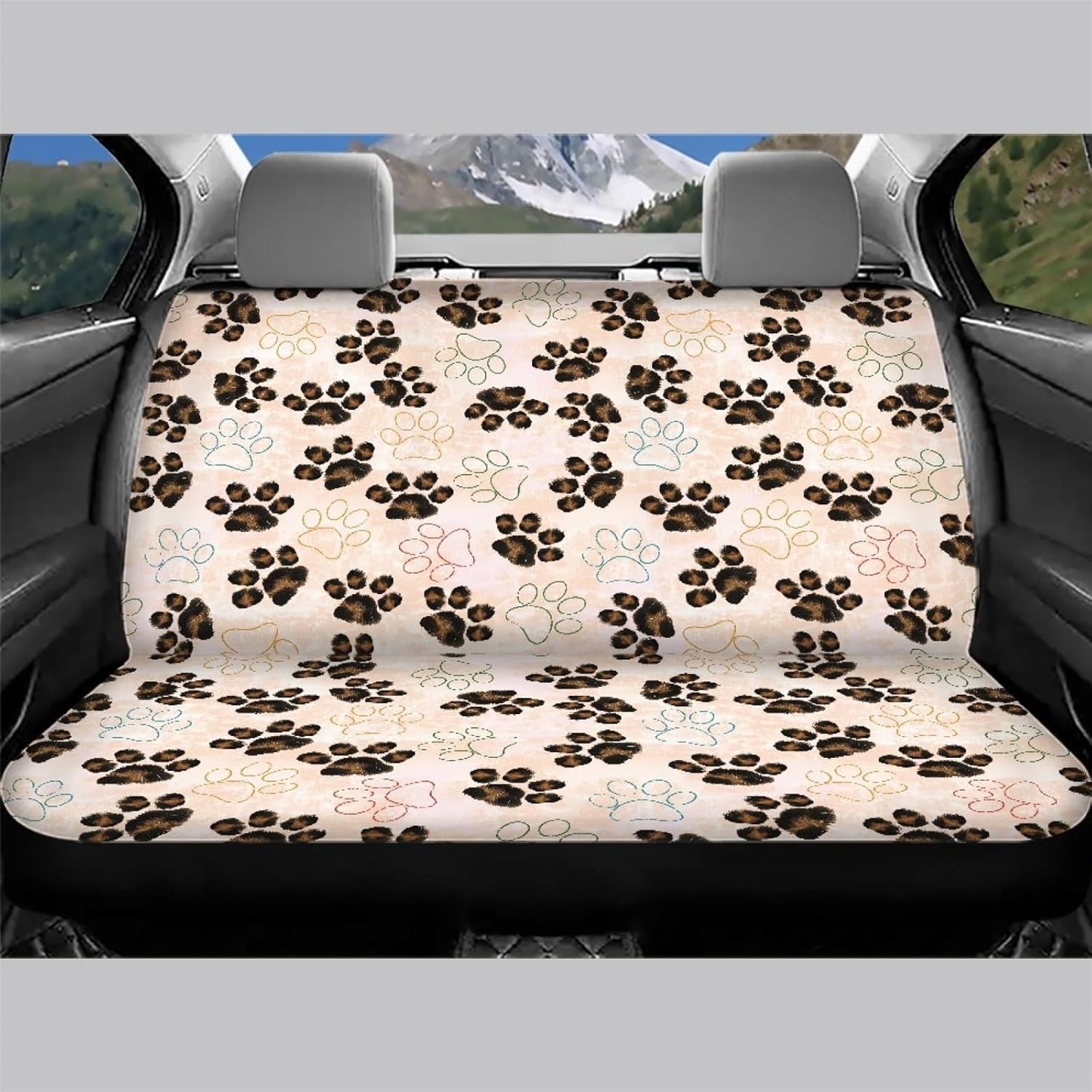 Dog Paw with Bone Print Car Backseat Covers Dog Seat