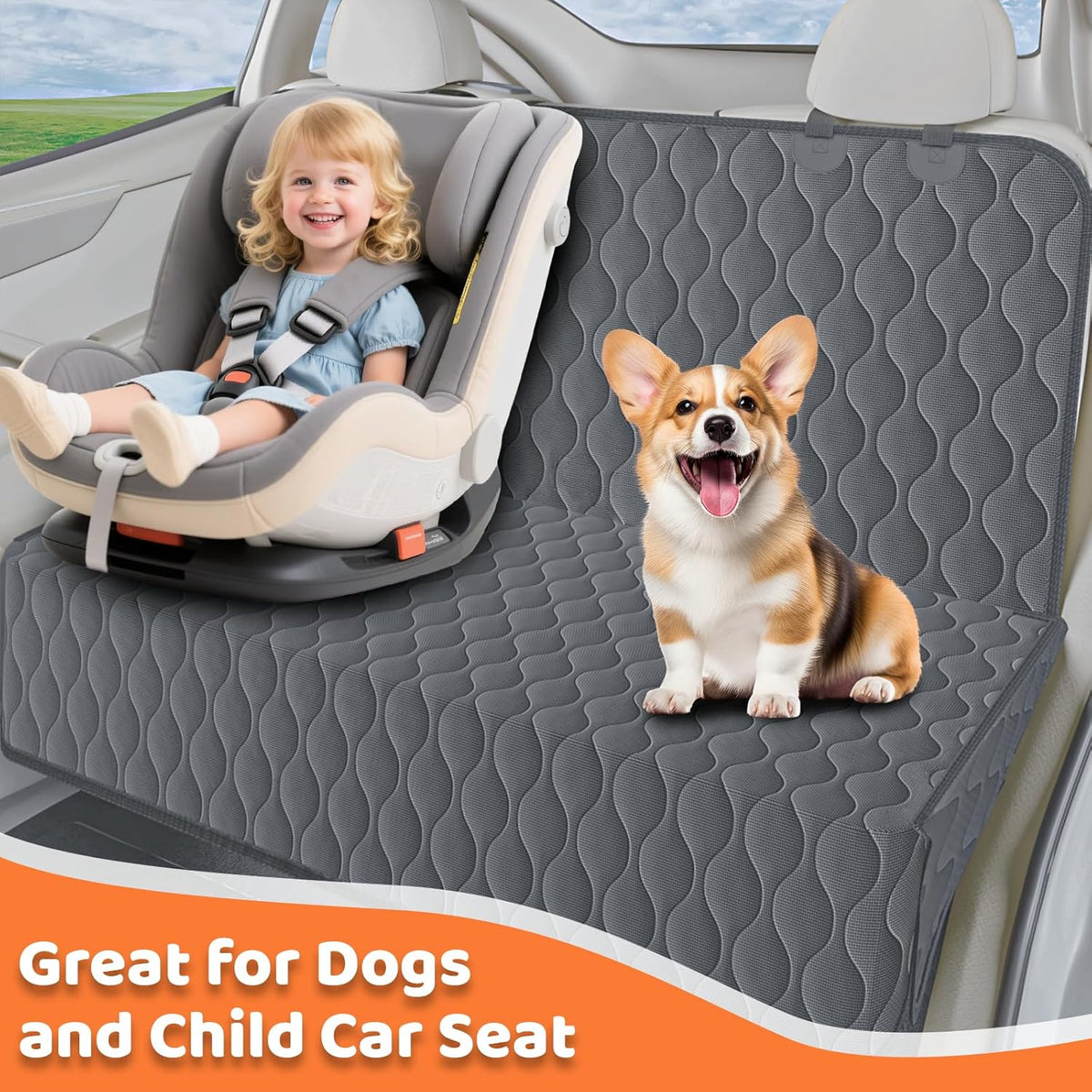 Dog Car Seat Cover for Back Seat - Waterproof Car Seat