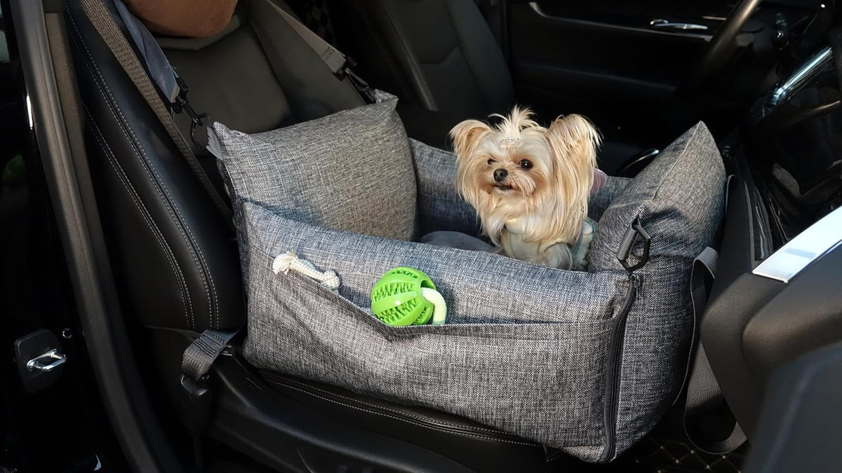 Dog Car Seat for Small Dogs, Pet Booster Seat with Clip-On