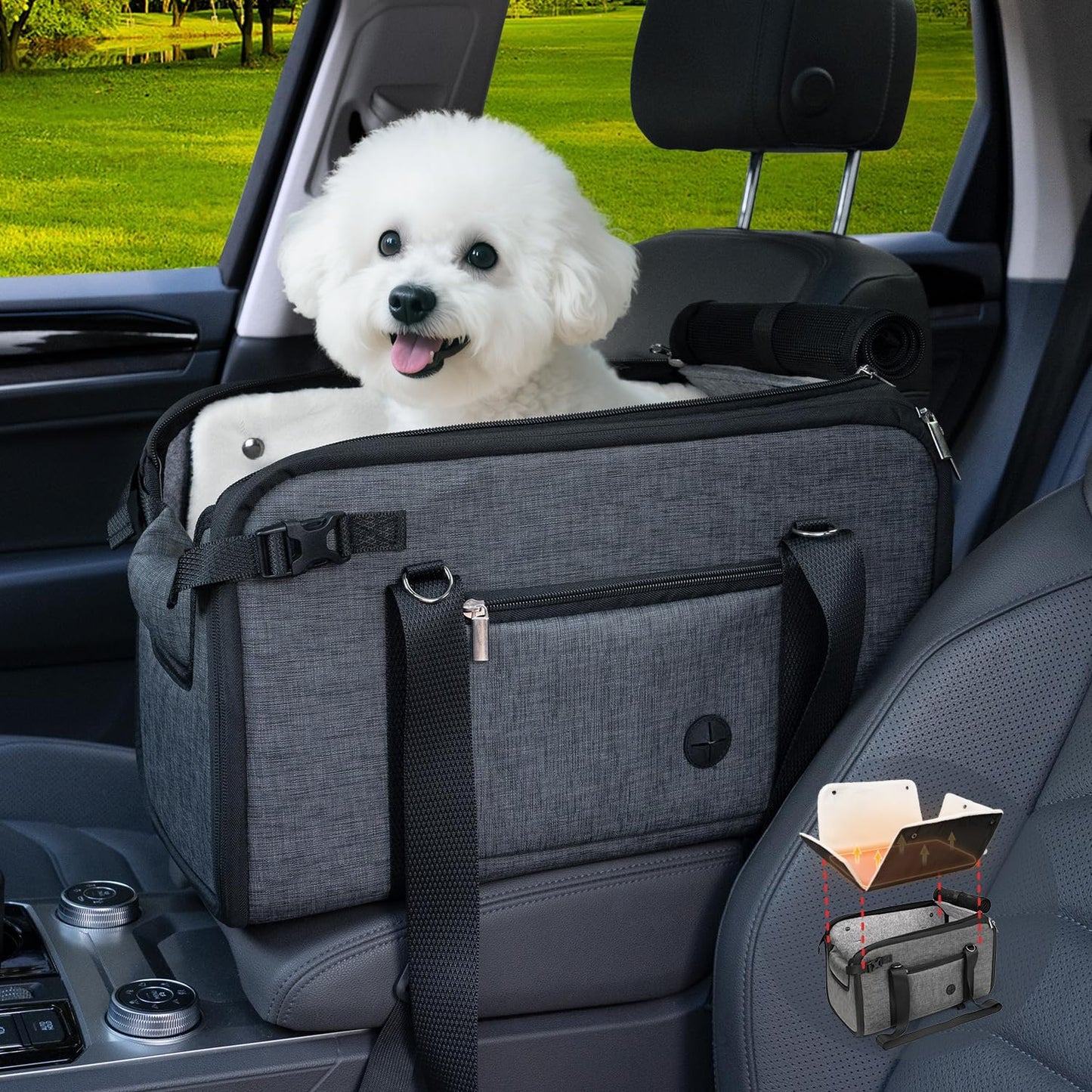 10-18lbs Large Console Dog Car Seat Fits Truck & SUV