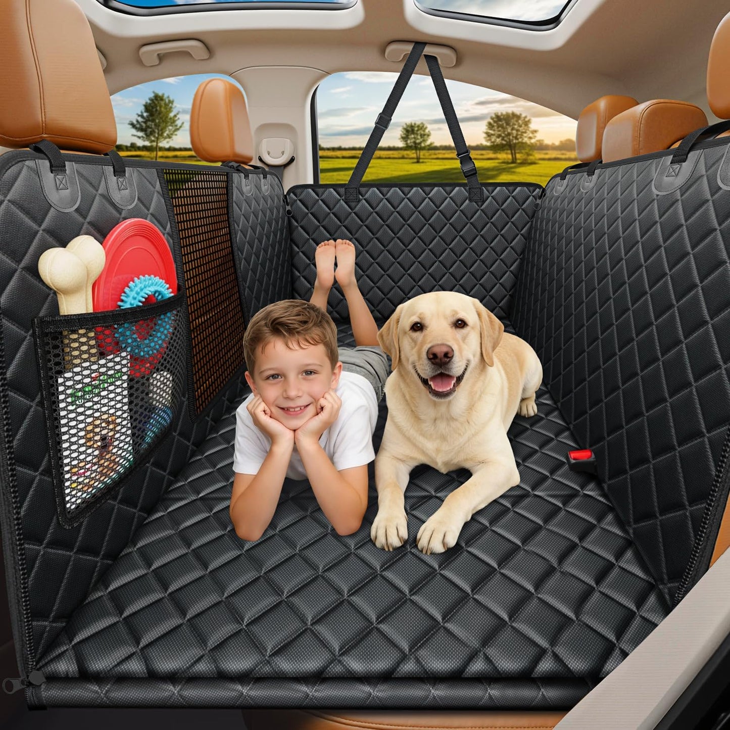 Backseat Extender for Dogs - Hard Bottom Dog Car Seat Cover