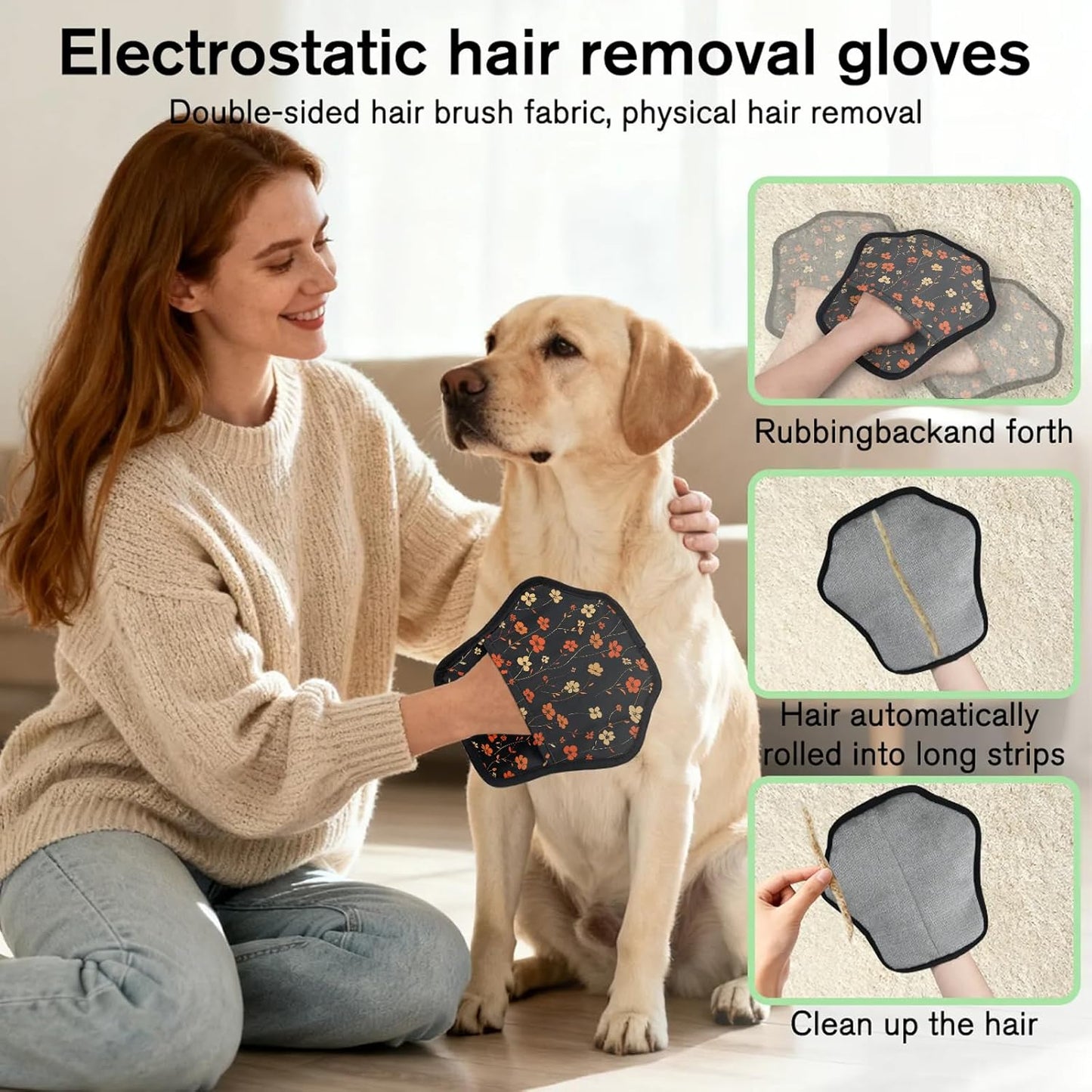 Pet Hair Removal Glove for Dogs Cats Reusable Washable Set
