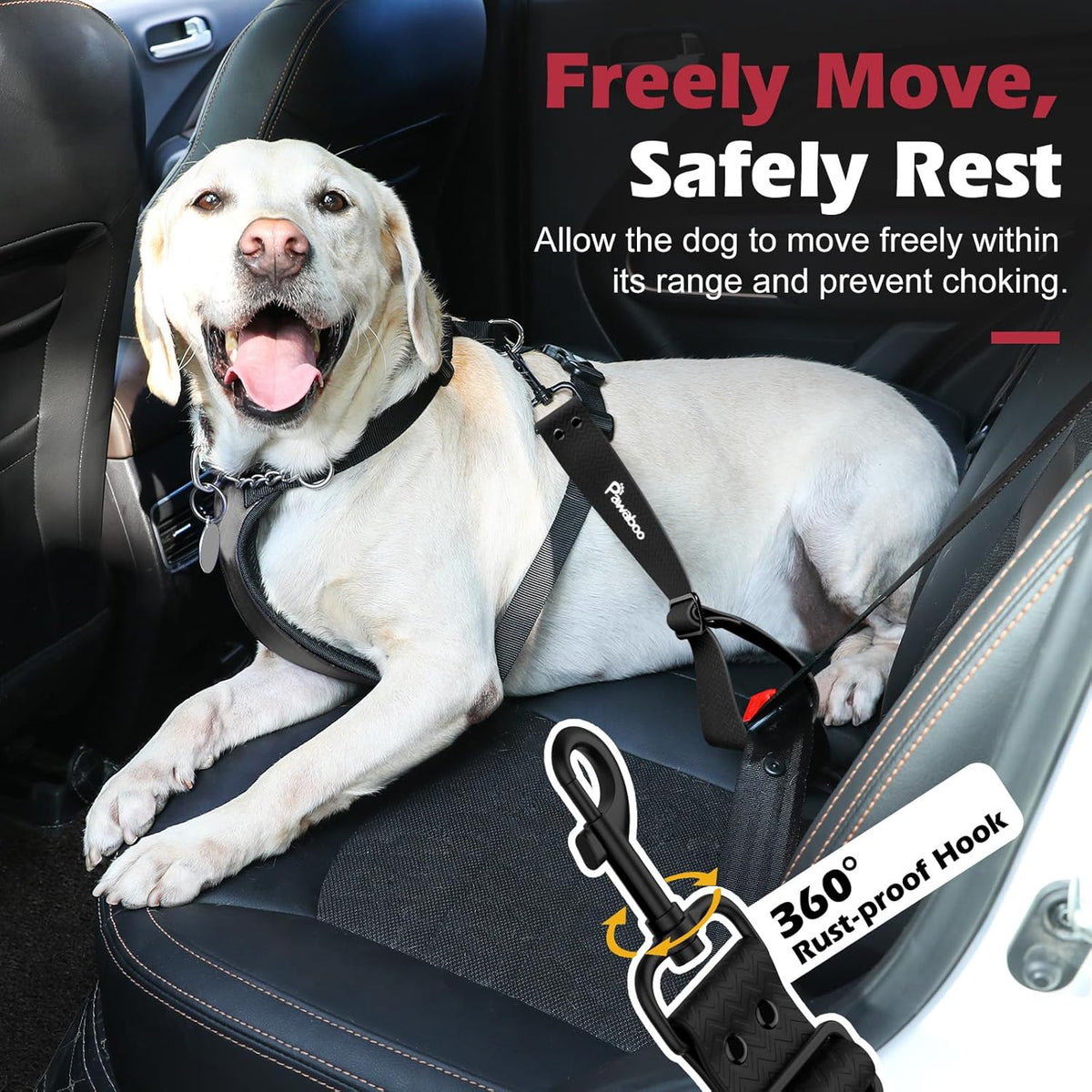 2-Pack Dog Car Seatbelts, Universal Pet Safety Belts with