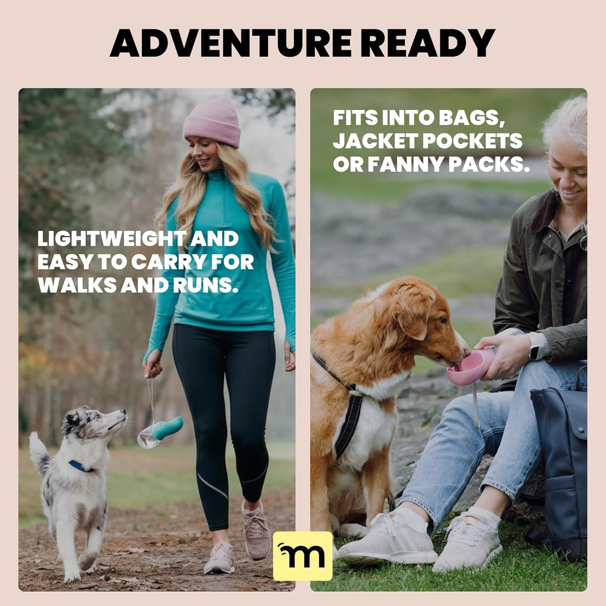 MalsiPree Dog Water Bottle Dispenser - 12 oz Blue - Leak-Proof Lock & One-Hand Operation - Dog Water Bowl Dispenser - Pet Travel Bottle with Built-in Bowl for Trail Hiking, Park Visit & Beach Days