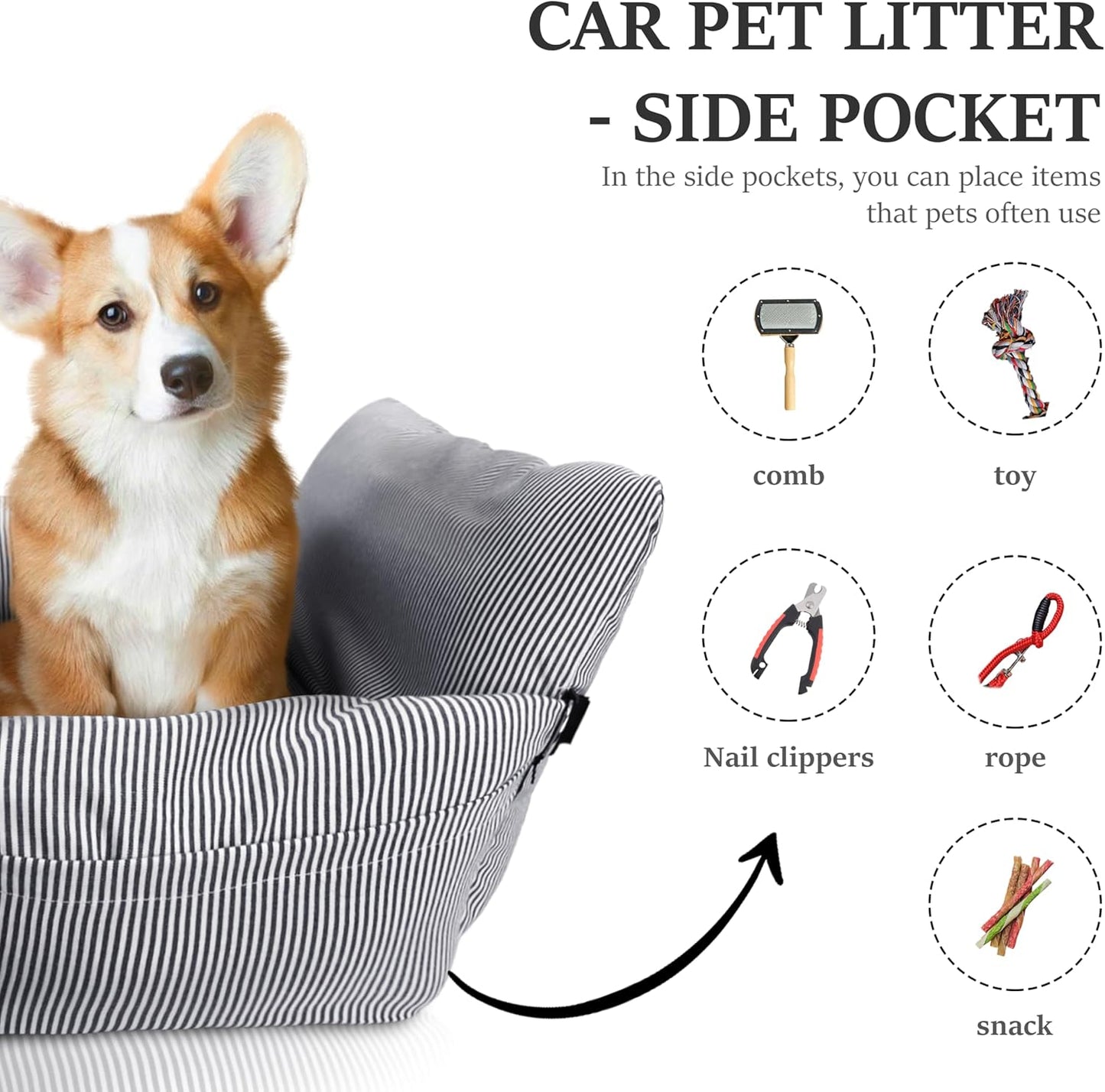 Dog Car Seat for Medium & Small Dogs - Portable Car Crate