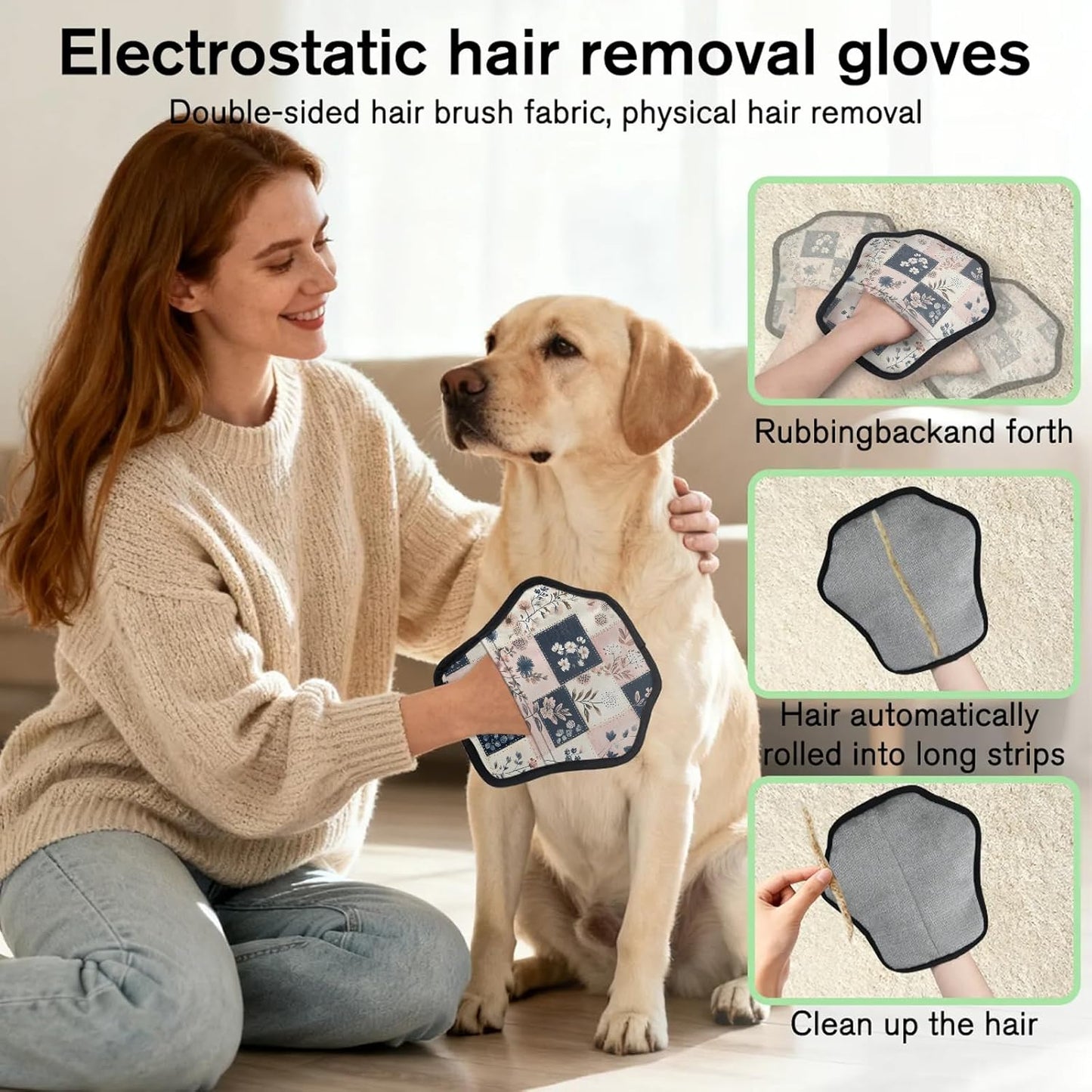 Pet Hair Removal Glove for Dogs Cats Reusable Washable Set