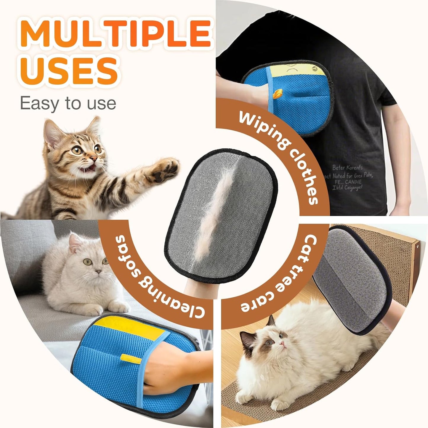Reusable Pet Hair Remover Gloves – Electrostatic Lint & Fur