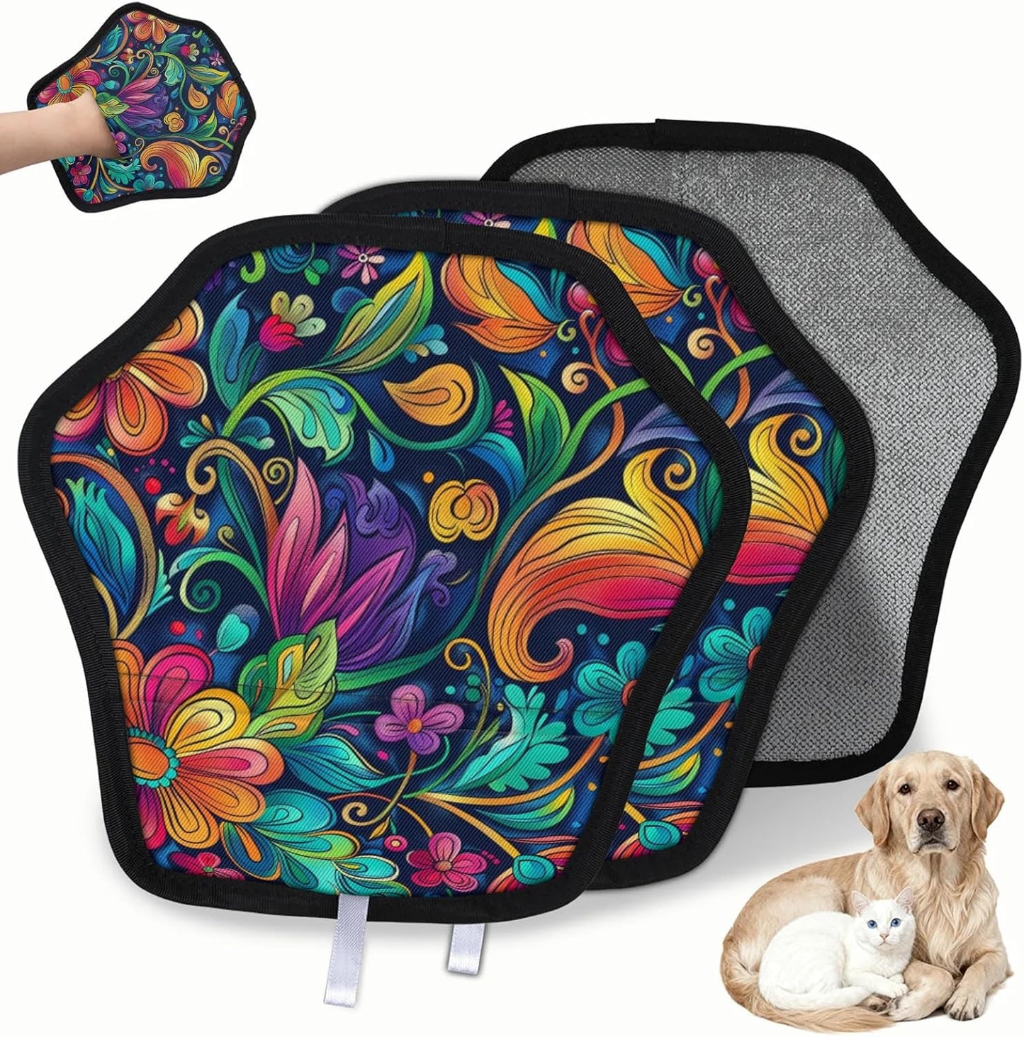 Ethnic Floral 2Pcs Electrostatic Reusable Pet Hair Removal
