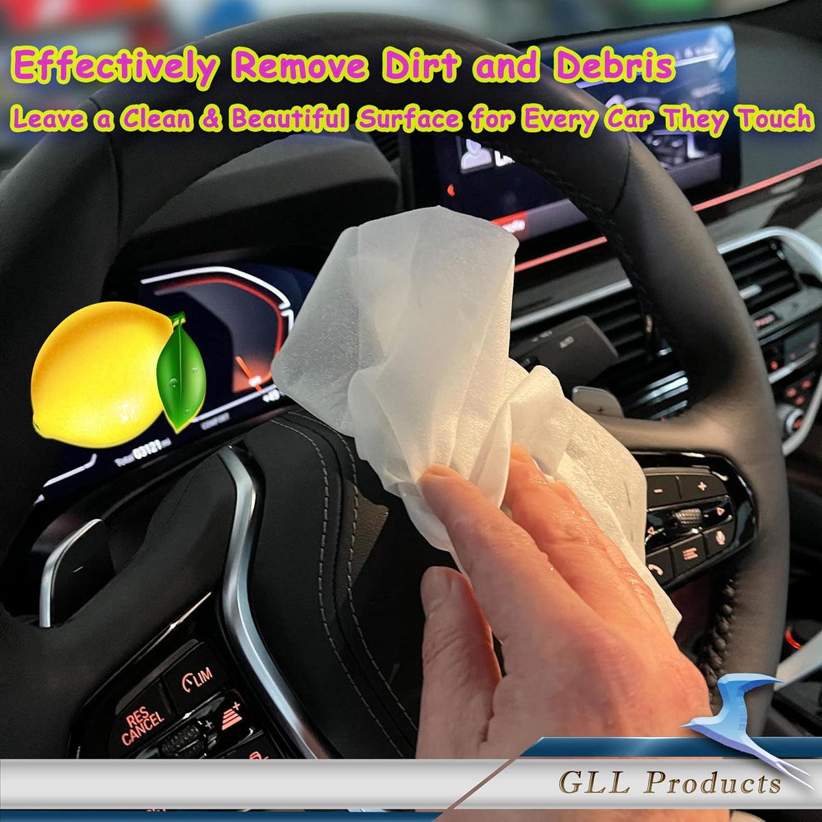 Car Dashboard Wipes, Car Cleaning Cloths Pre-Moisturized
