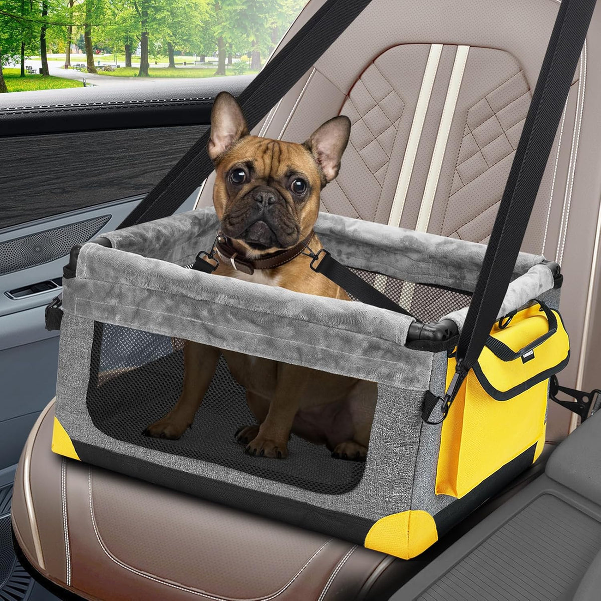 Dog Car Seat for Small Pets Up to 20 lbs, with Storage