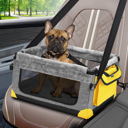 Dog Car Seat for Small Pets Up to 20 lbs, with Storage