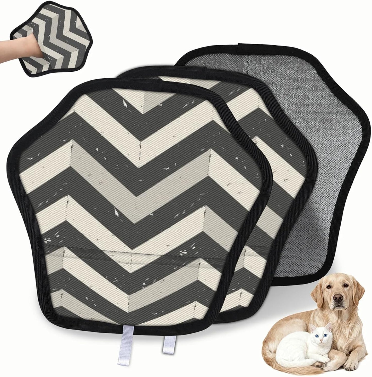 Gray Chevron 2Pcs Electrostatic Reusable Pet Hair Removal
