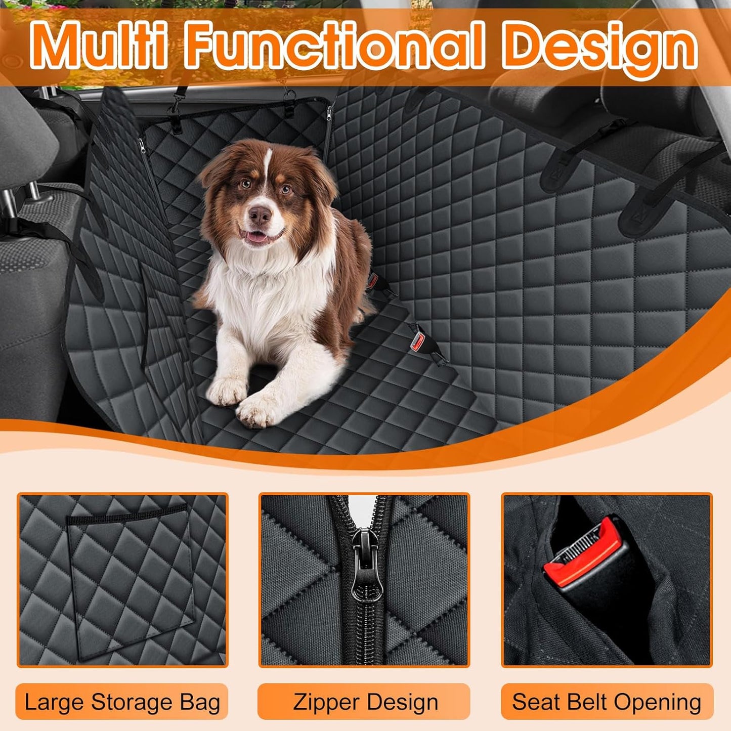 Waterproof Dog Car Seat Cover for Back Seat - Durable, Pet