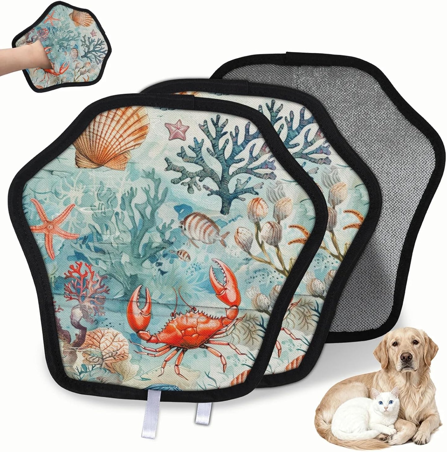 Sea Animals Theme 2Pcs Electrostatic Reusable Pet Hair