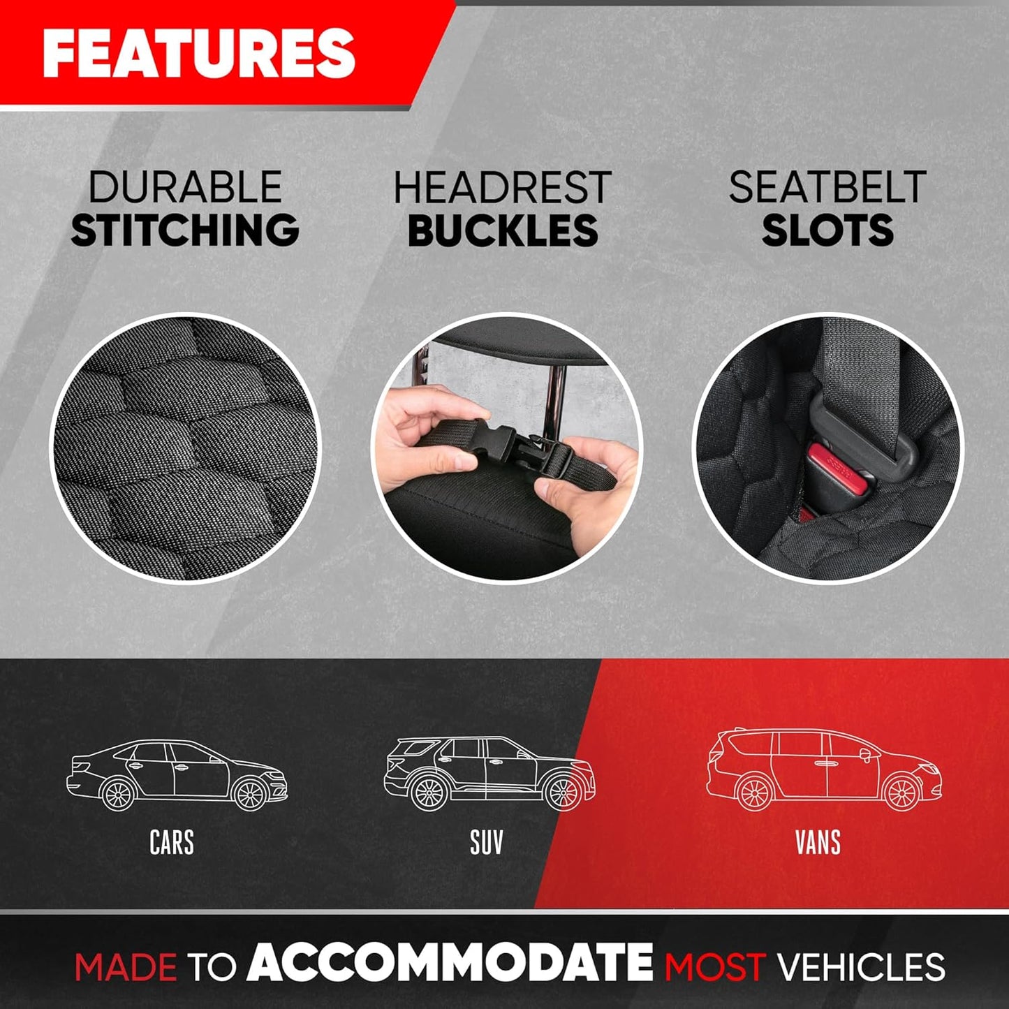 Dog Car Seat Cover for Back Seat - Waterproof Non-Slip