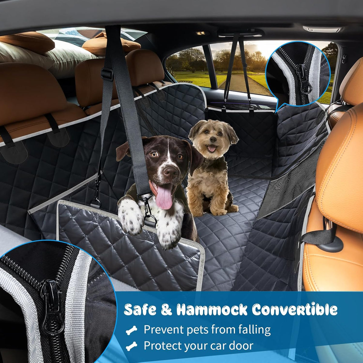 4 in 1 Dog Car Seat Cover for Back Seat, Waterproof Dog