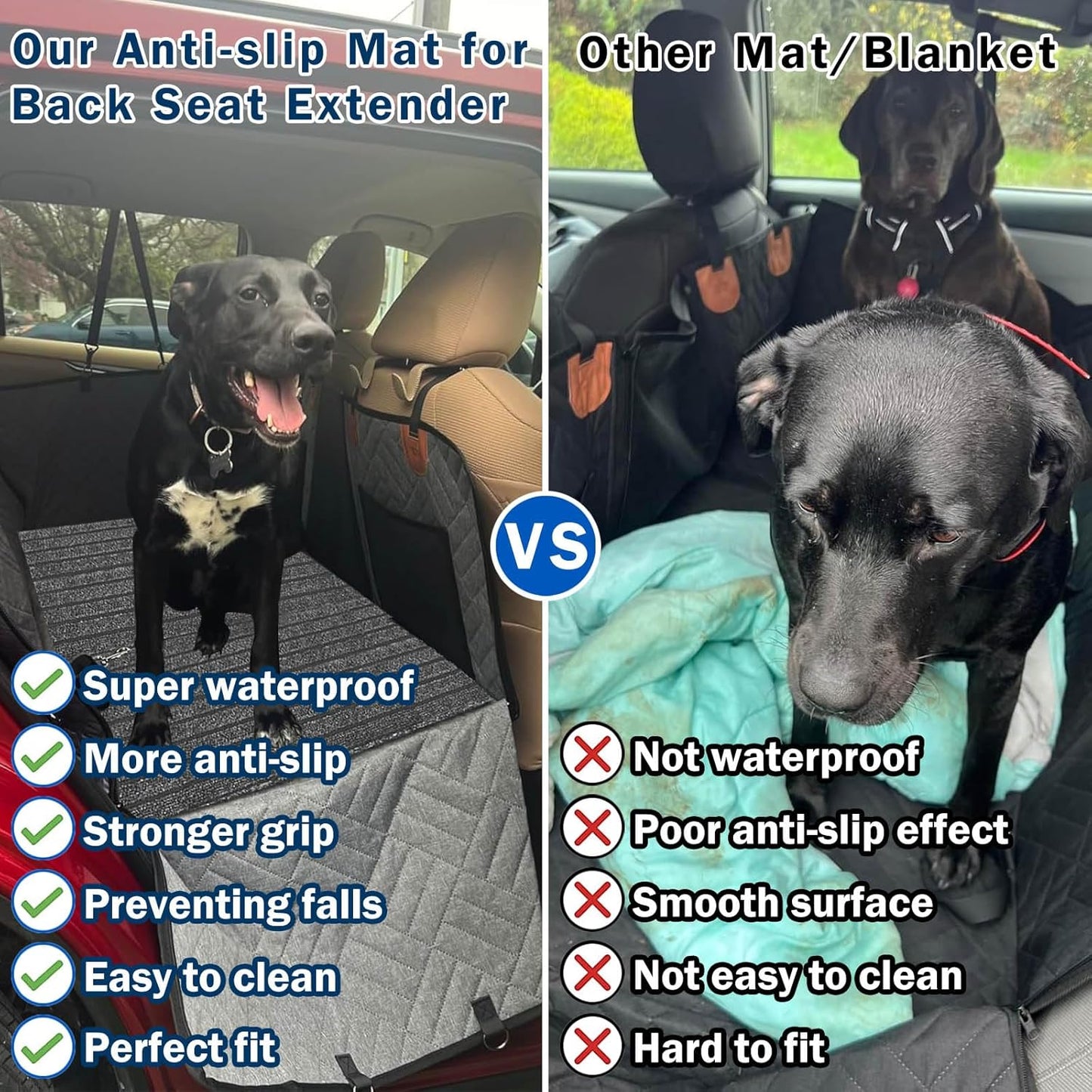 Dog Mat for Back Seat Extender, Non-slip Dogs Rug for Car