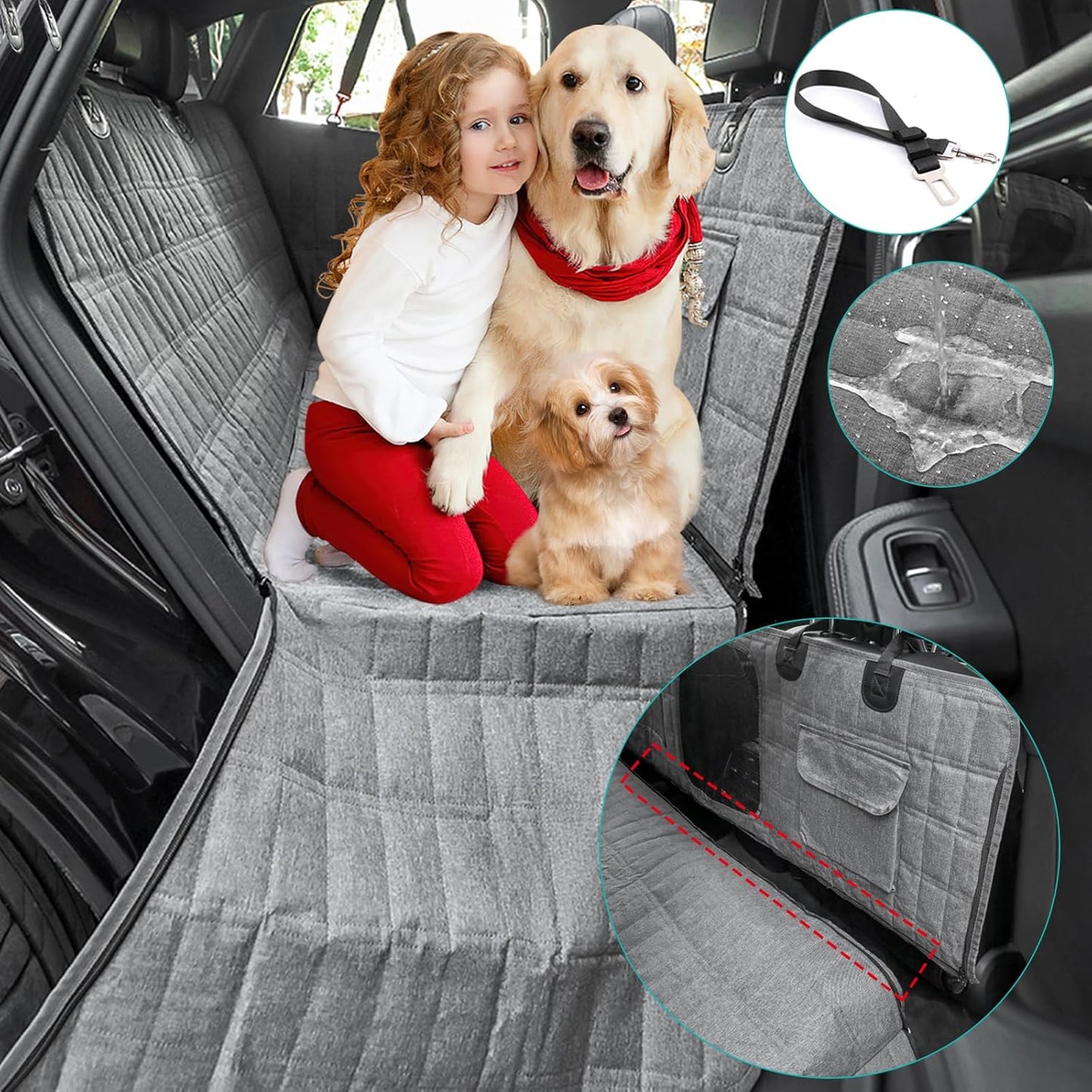 Dog Car Seat Cover for Back Seat, Waterproof Back Seat Pet