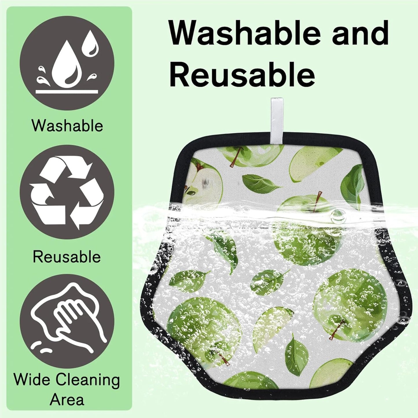 Green Apples 2Pcs Electrostatic Reusable Pet Hair Removal