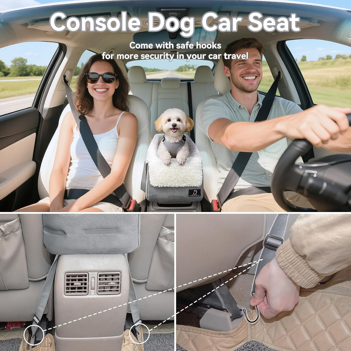Center Console Dog Car Seat for Small Dogs Under 12 lbs –