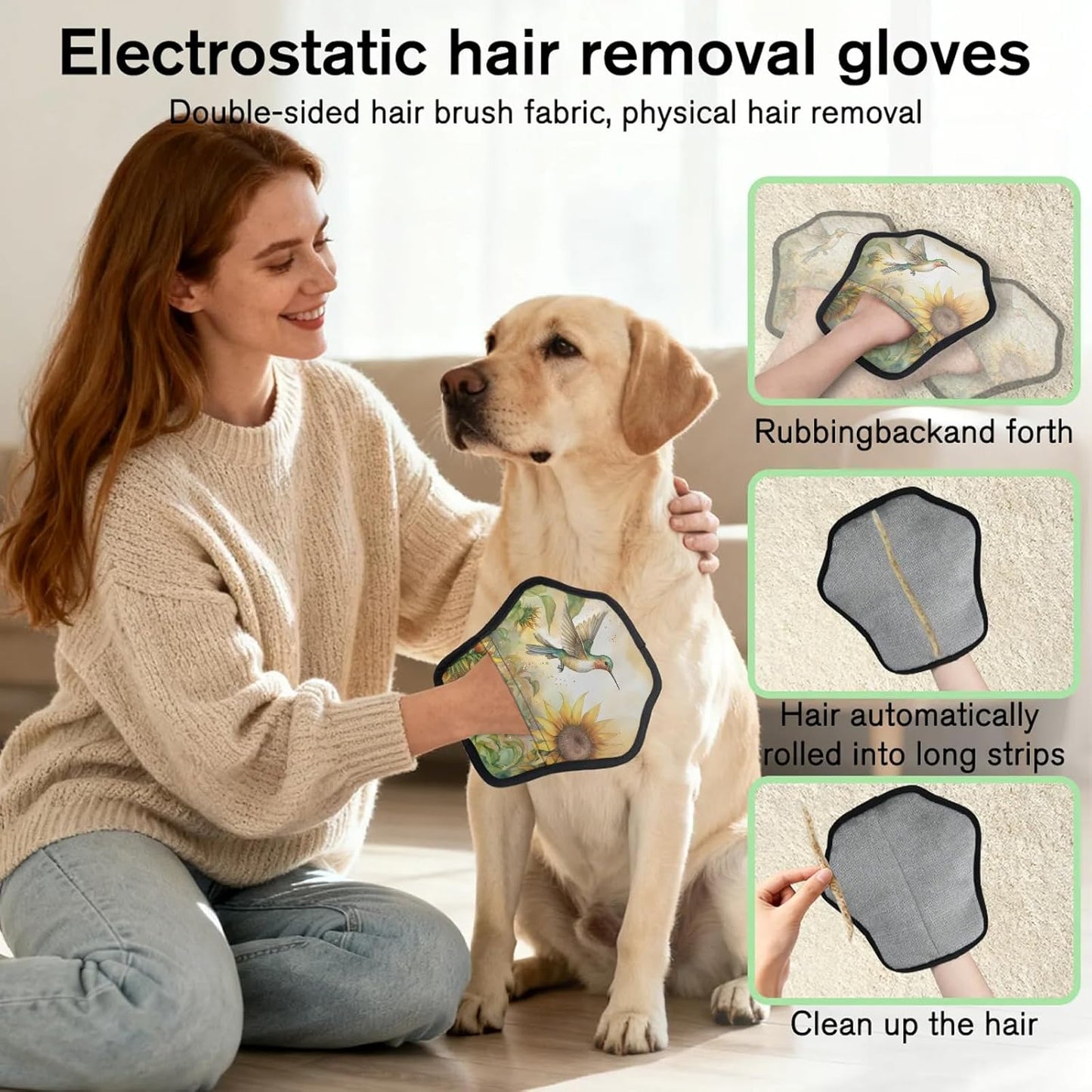 Hummingbirds Print 2Pcs Electrostatic Reusable Pet Hair