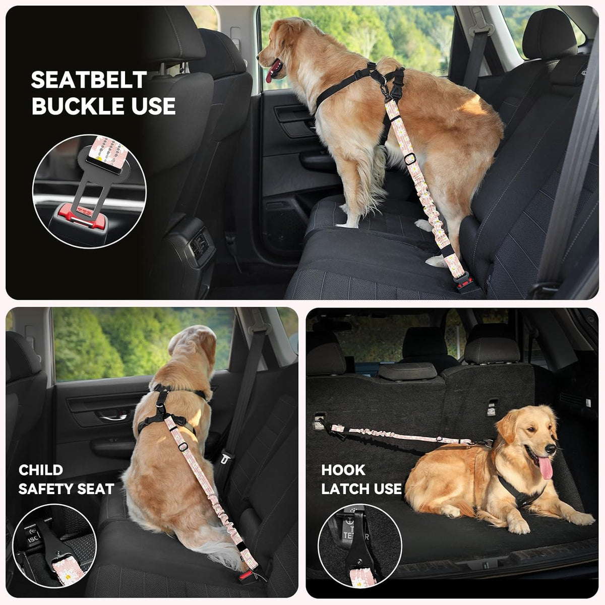 Dog Car Seat Belt– Reflective & Adjustable Dogs Cars