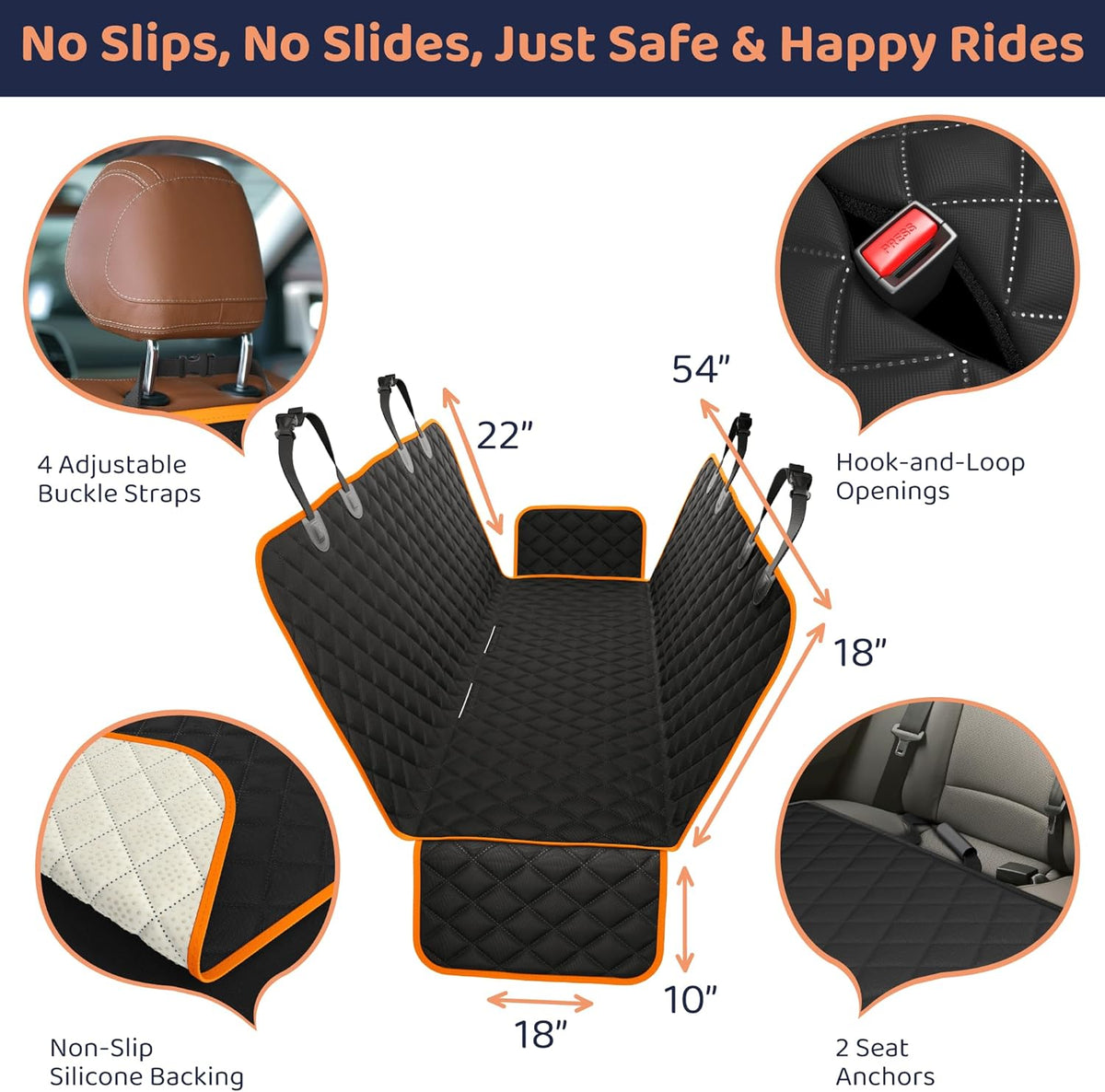 Dog Car Seat Cover for Back Seat, Waterproof Hammock for