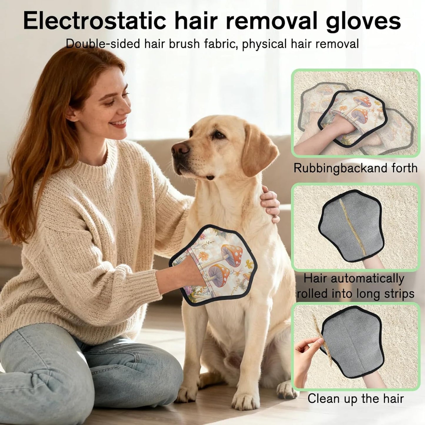 Pet Hair Removal Glove for Dogs Cats Reusable Washable Set