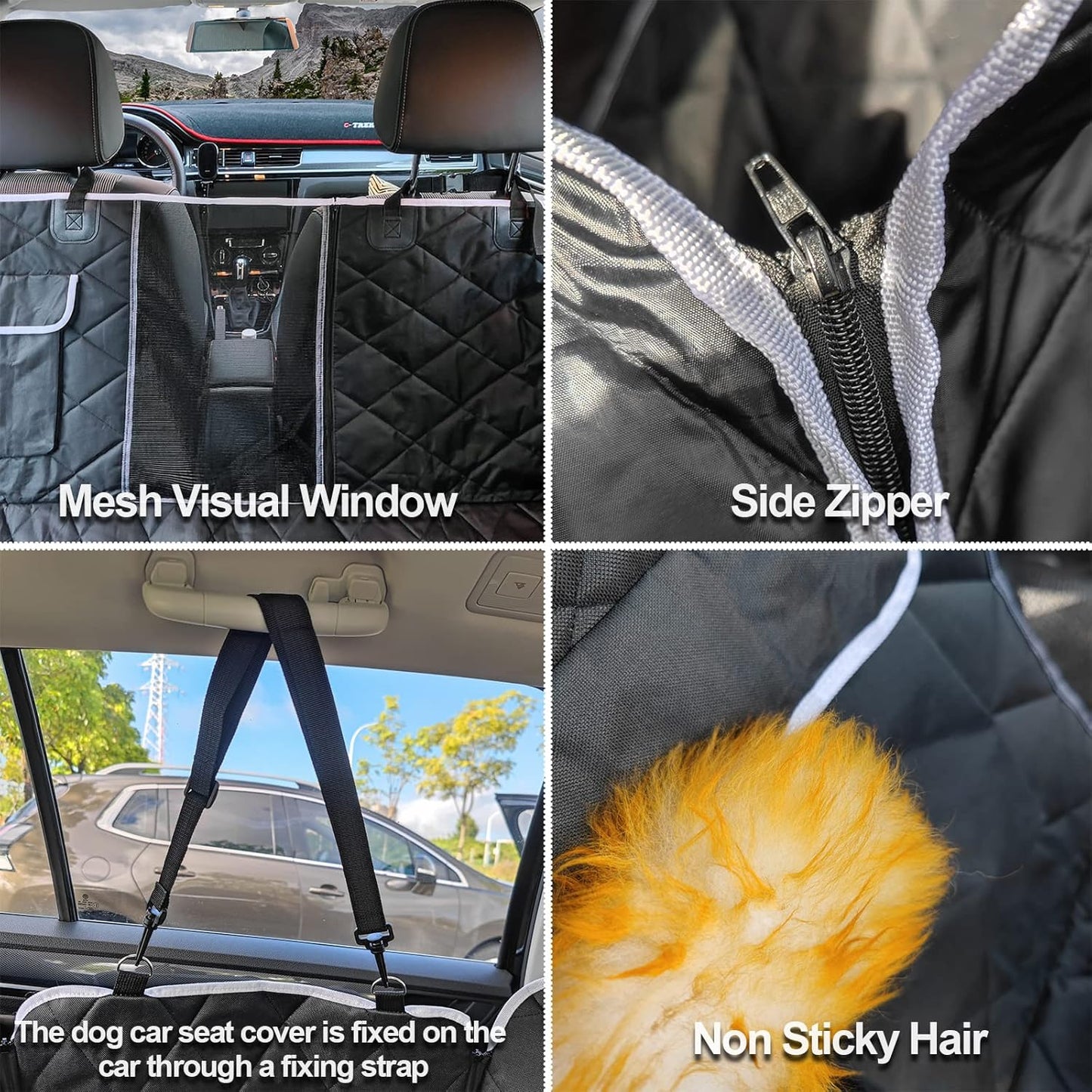 Dog Car Seat Cover, Waterproof with Mesh Window and Storage