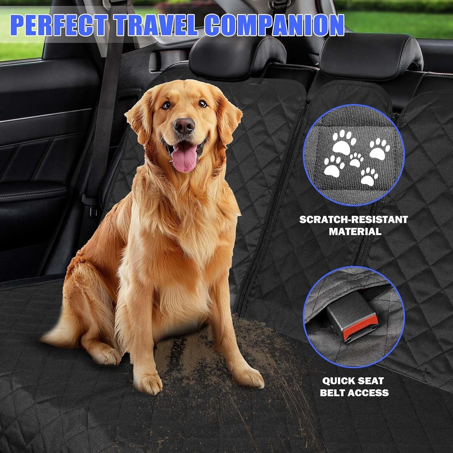Dog Car Seat Cover for Back Seat, Car Seat Cover 60/40
