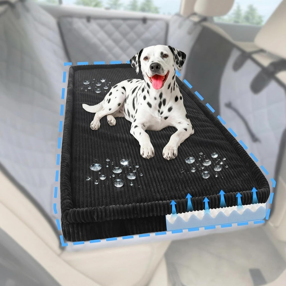 Dog Car Bed, Non-Slip Backseat Extender Pet Mat, Removable