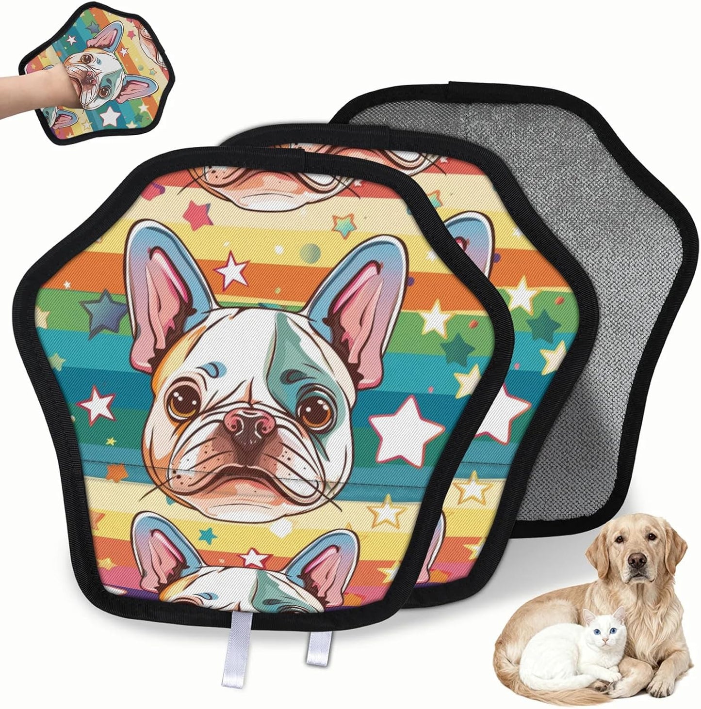 Cute Funny Dog 2Pcs Electrostatic Reusable Pet Hair Removal