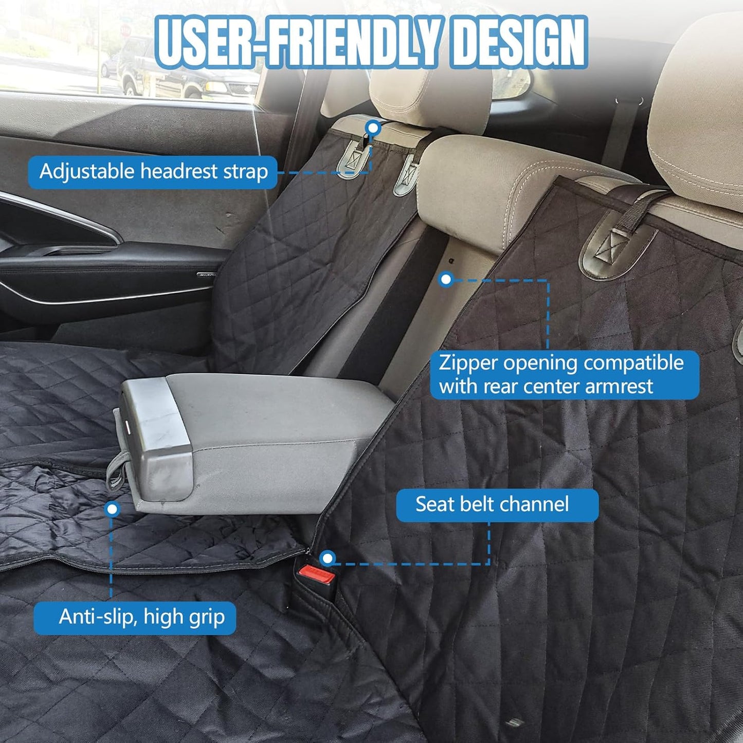 Dog Car Seat Cover for Backseat, Scratchproof & Waterproof