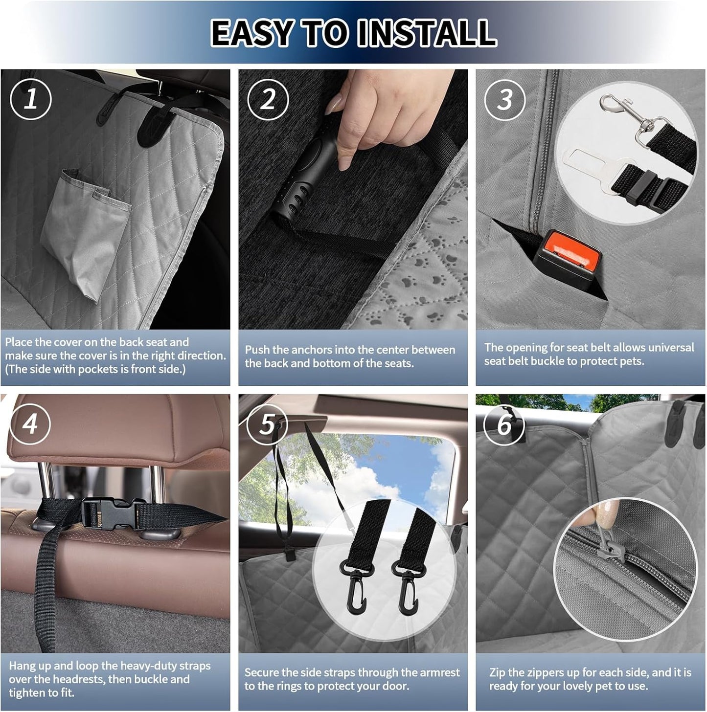 Dog Car Seat Cover for Back Seat, Dog Car Hammock with