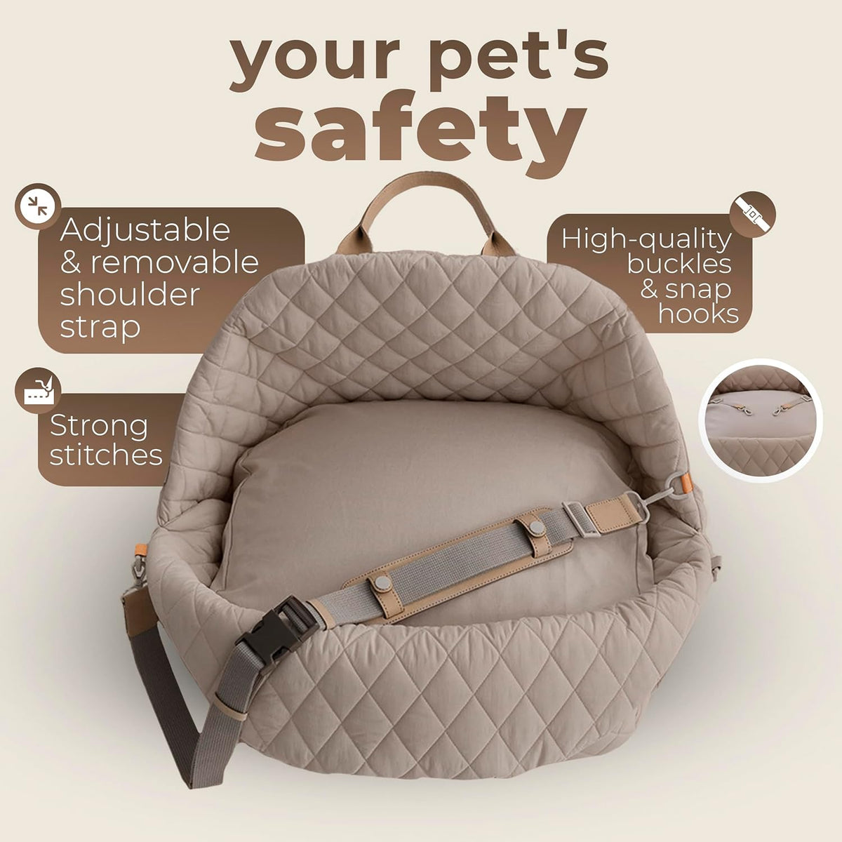 Dog Car Seat for Small Dogs – 3-in-1 Travel Carrier