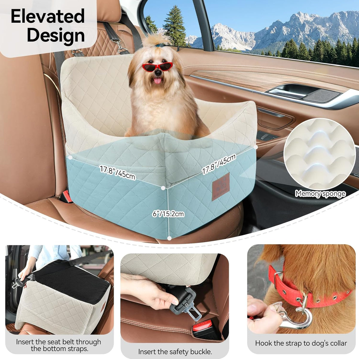 Dog Car Seat for Small/Medium Dogs, Dog Booster Car Seats