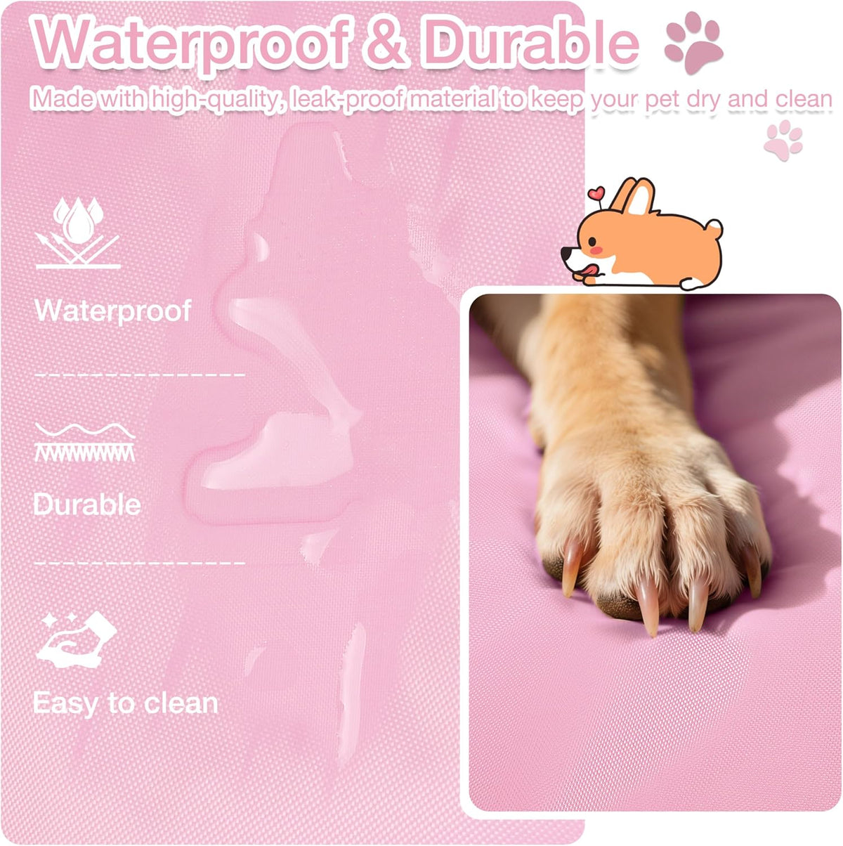Waterproof Foldable Dog Bed Pad for Camping & Travel