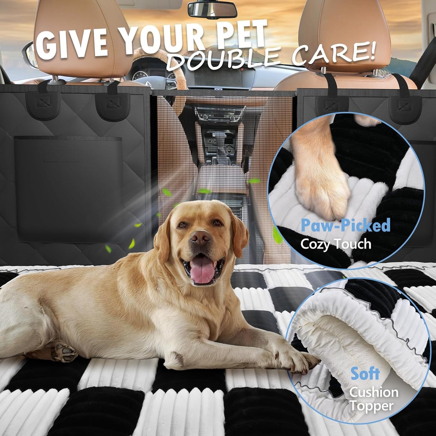 Backseat Dog Bed Non-Slip, Dog Bed for Car Back Seat Soft