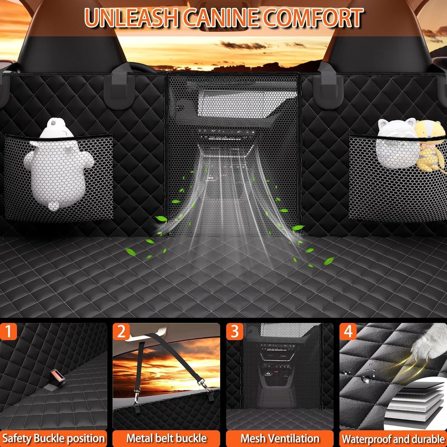 Back Seat Extender for Dogs - Large Space, Waterproof Dog