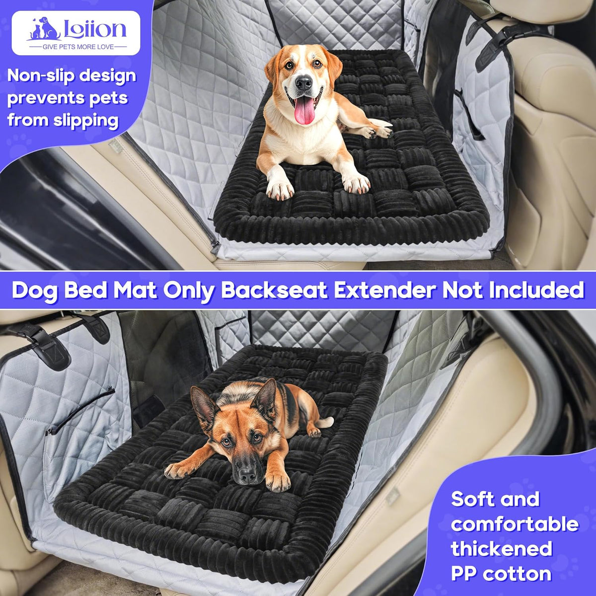 Dog Car Bed Mat, Non-Slip Backseat Extender Pet Blanket
