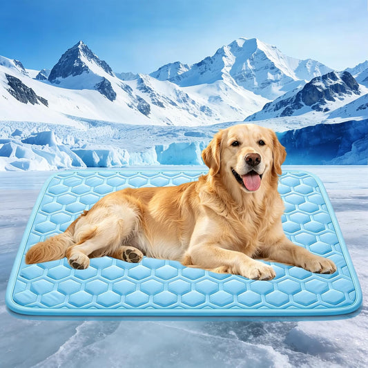 Cooling Mat for Dogs, Thick Breathable Dog Cooling Mat Q-MAX>0.45, Dog Cooling Bed Chill Cool Fiber & Non-Slip Bottom Cold Crate Pad Kennel Bed for Dog Puppy and Cat, Non-Toxic, Foldable & Washable