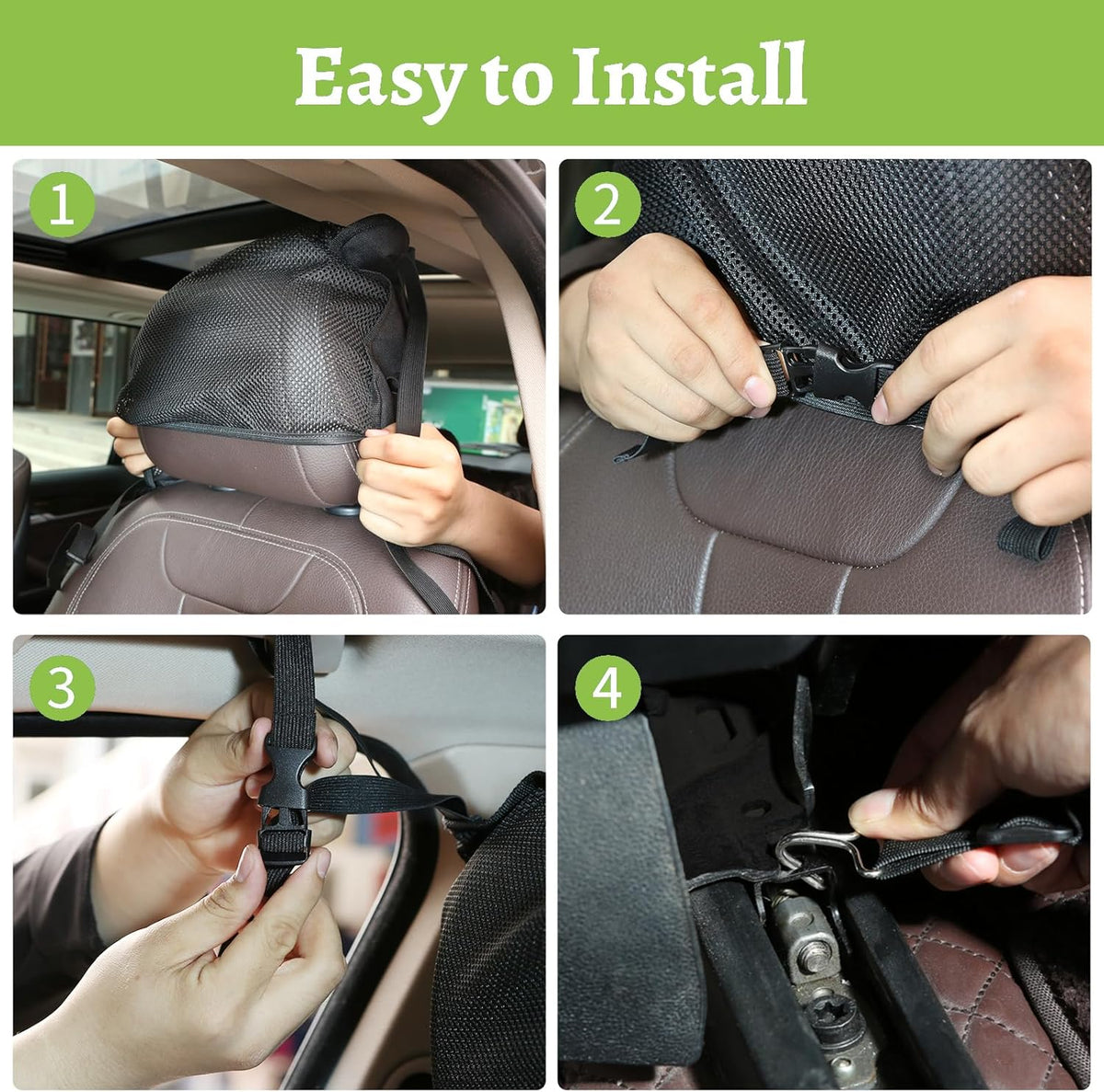 Dog Car Net Barrier for SUVs, Pet Barrier with Adjustable Rope and Storage Bag, Dog Fence Barrier for Car Front Seats, Car Divider for Driving Safely with Children & Pets