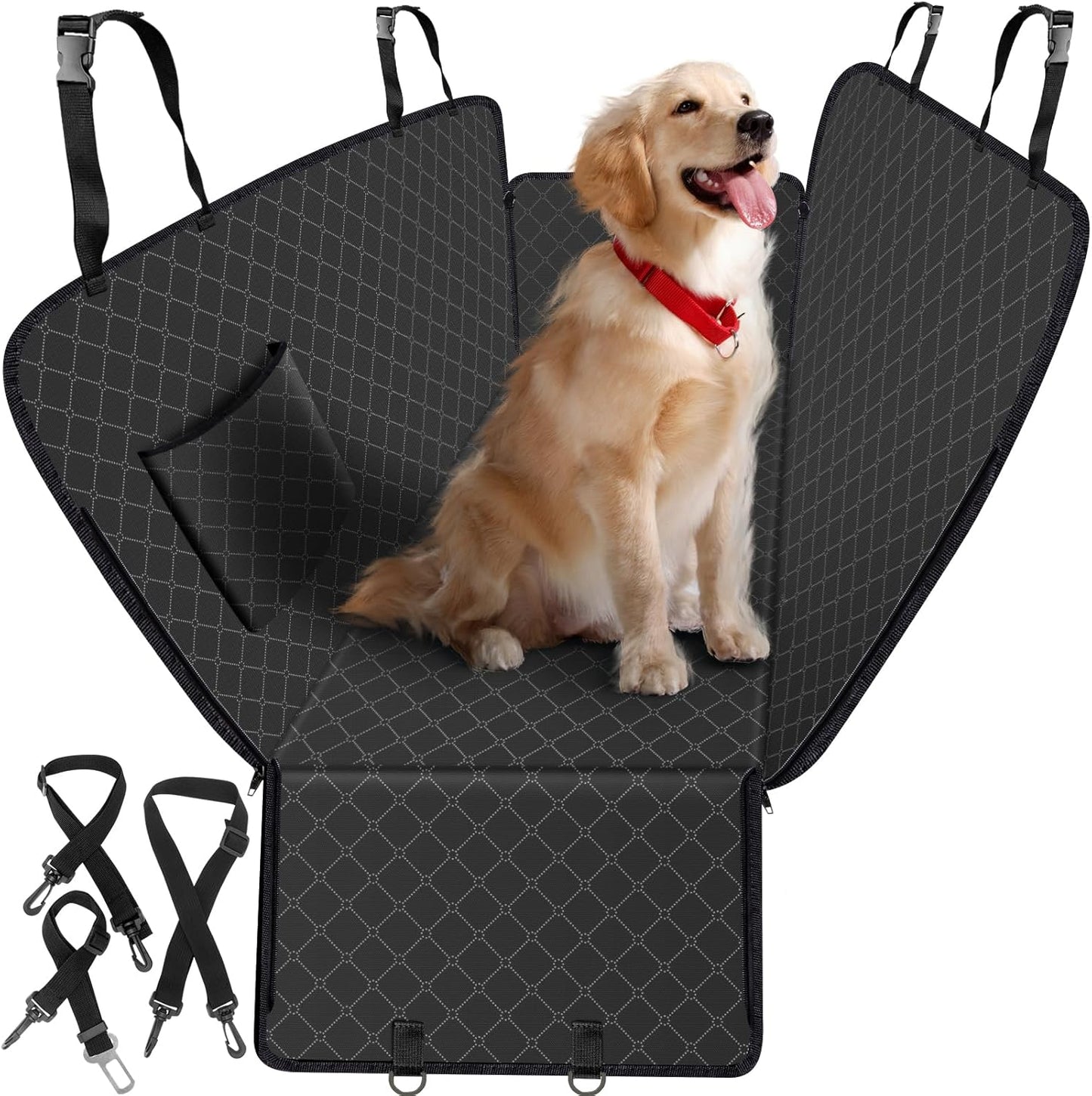 Dog Car Seat Cover for Back Seat with Storage Pocket Dog