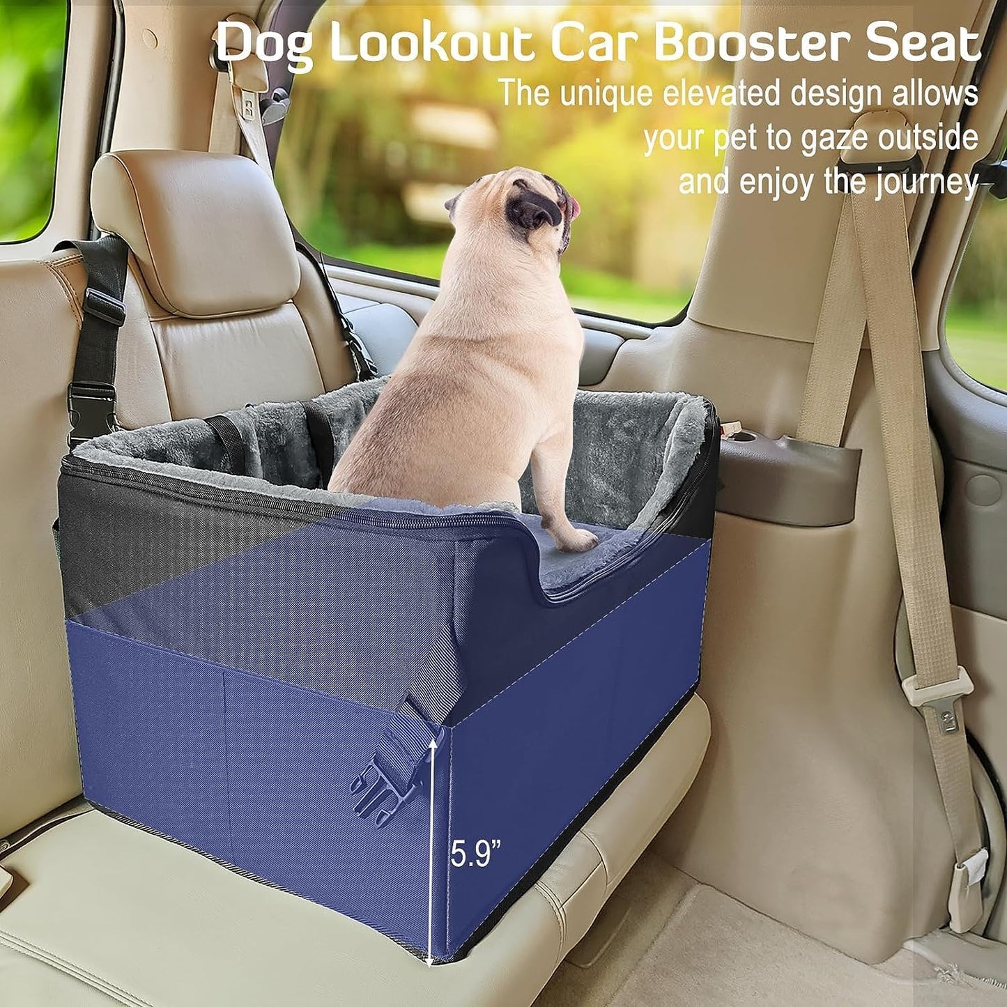 Dog Booster Car Seat for Small Medium Dogs, Elevated Pet